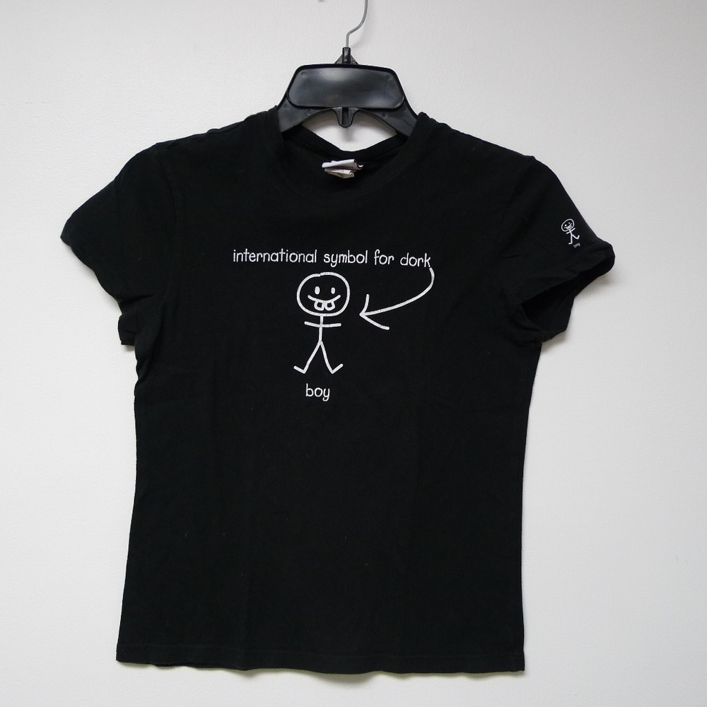 symbol for dork . Tilt printed shirt . fits S . made in USA